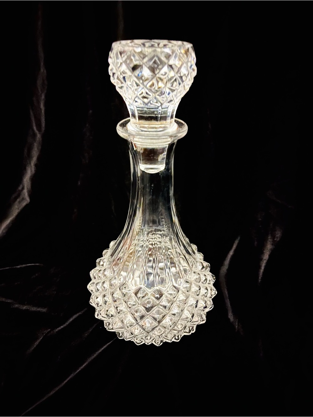 Vintage Crystal Glass decanter Bo diamond point pattern